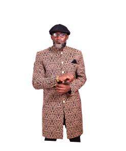 Regal Heritage Men’s Long Coat – Gold & Black Brocade